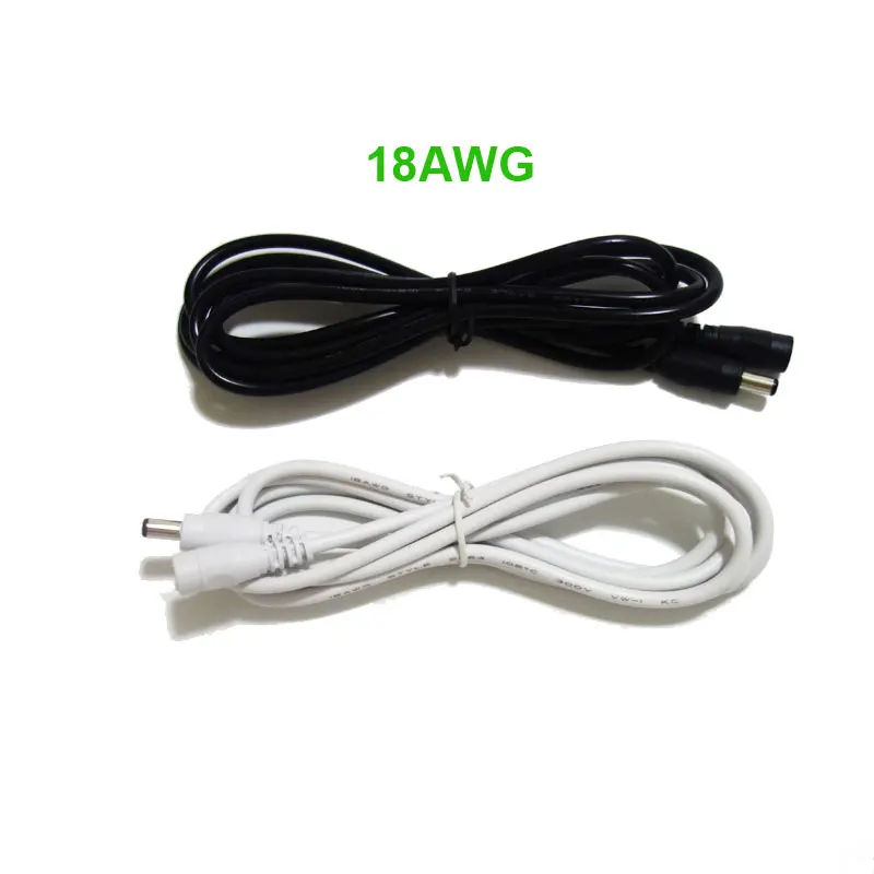 

18AWG 22AWG 1M 2M 3M 5M 2.1mm x 5.5mm Plug 1 Female to 1 x DC Plug Male Black White Power Cable