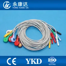 Din 1.5mm Style Holter 10lead cable and leadwires with IEC,Snap,10pcs/lot use for 11pin ge eagle solar dash tram datex ohmed ecg machine the 416035 001 cable ekg 10 lead the aha snap leadwires set