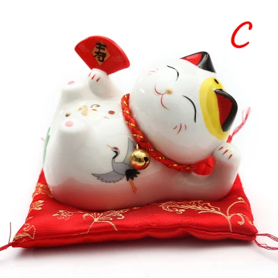 4 дюйма Maneki Neko керамика Lucky Cat домашний декор фарфоровые украшения креативные деловые подарки Фортуна кошка копилка фэншуй ремесло - Цвет: C