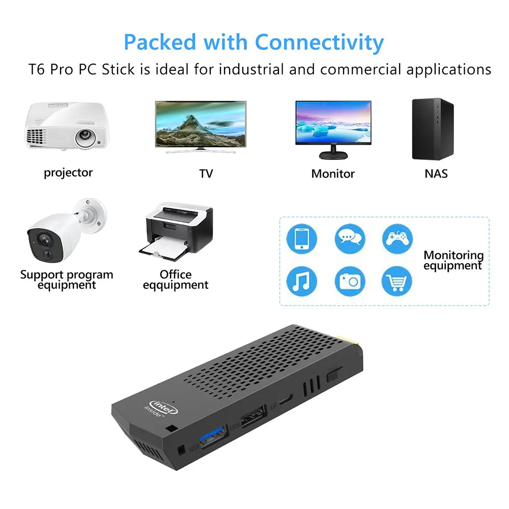 T6 Pro Stick MINI PC ordenador de bolsillo mini Windows 10 con licencia, 4 GB RAM 64 GB ROM Intel Atom x5-Z8350 4 K BT4.0 WiFi USB 3,0 T6 Pro Stick MINI PC ordenador de bolsillo mini Windows 10 con licencia, 4 GB RAM 64 GB ROM Intel Atom x5-Z8350 4 K BT4.0 WiFi USB 3,0