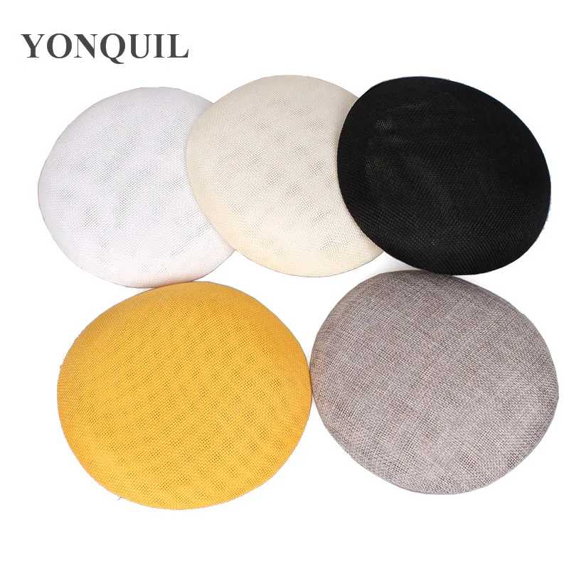 Round 15 CM Imitation Sinamay Yellow Fascinator Base Women Party Fascinator Derby Hat Base Fascinators 10Pcs/Lot
