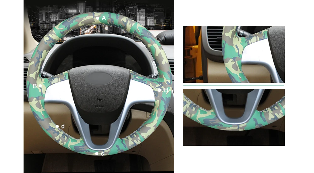DIY камуфляжная крышка рулевого колеса из искусственной кожи для hyundai Solaris(RU) 2010- Verna i20 2009- Accent