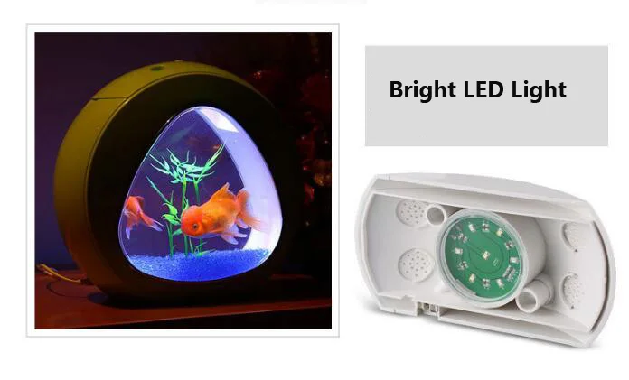 Экология Мини Nano Fish Tank аквариум с встроенным фильтром и светодиодный свет
