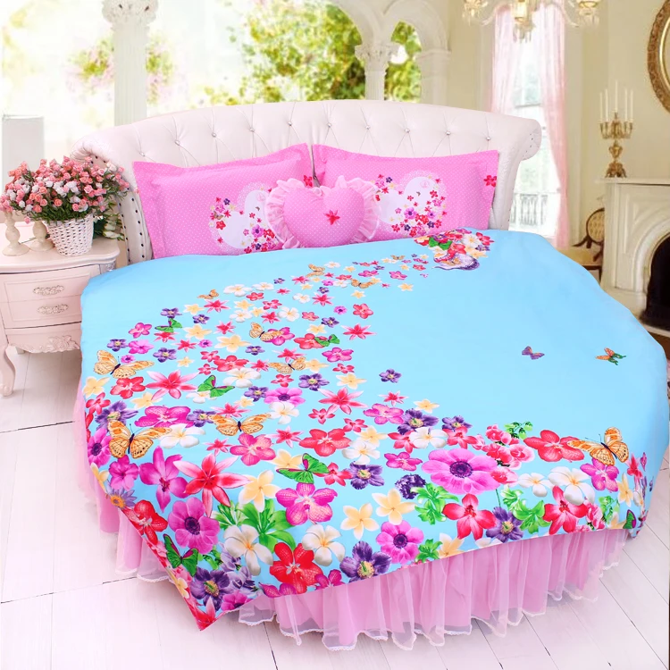 Cheap Round Bed Chinese Style Wedding rosy Bedding sets SuperKing 9Ft Dancing Girls Home MARRY DuvetCover Bedskirt Set Round Bedding 59