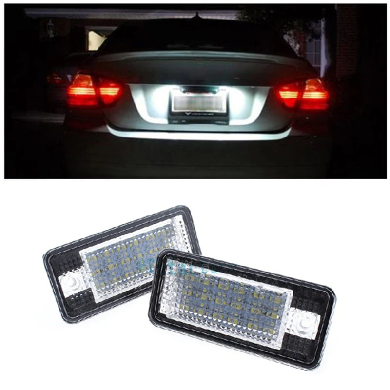 2Pcs 12V White LED Number License Plate Light Lamp