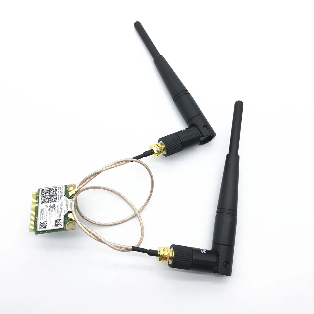 

2pcs 2.4/5GHz 5dBi WiFi Antenna + 20cm U.FL IPX to RP SMA Male Pigtail Cable for Intel 3160 7260 AC MINI PCI-E Card