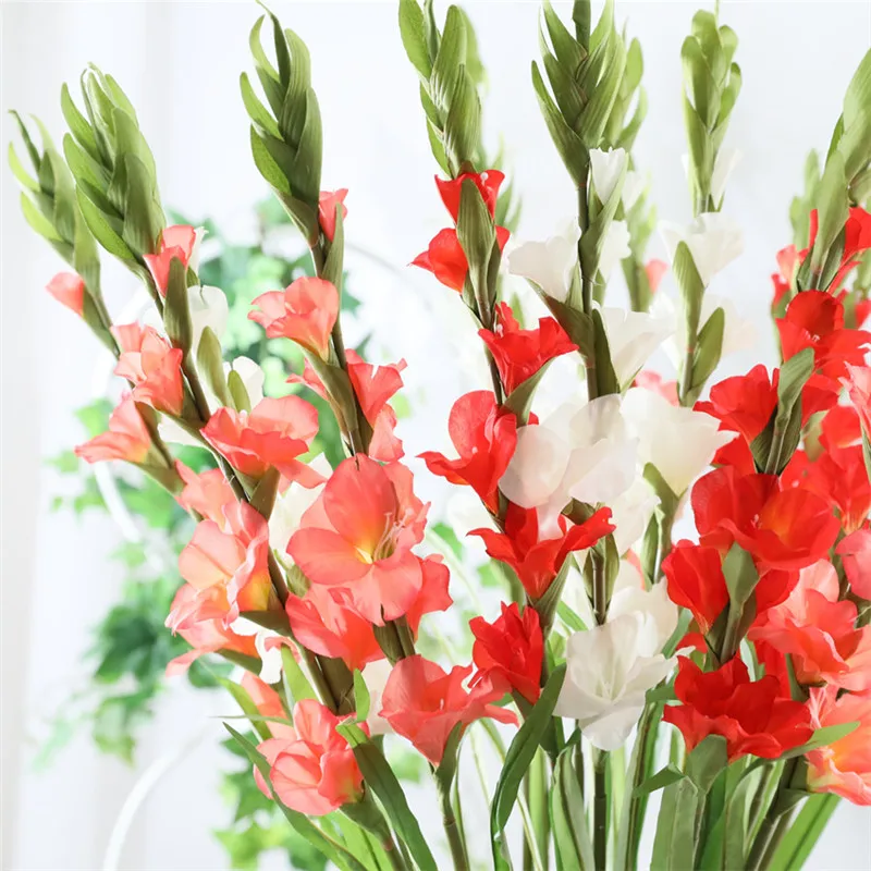 99 см 6 голова искусственный гладиолус Декор домашний сад свадебный цветок расположение гладиолусов поддельные растения шелк красный белый розовый