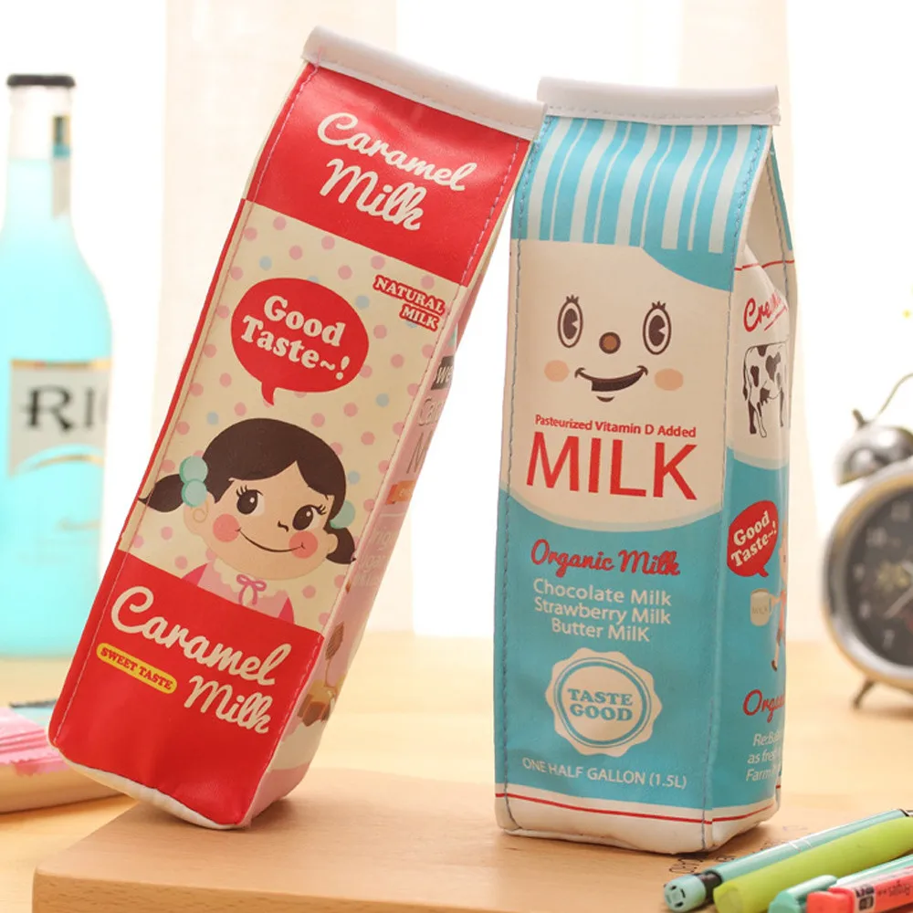 Cute Kawaii Pencil Case Creative Milk Pencil Bag For Kids Gift Novelty School pencil pen holders new A30