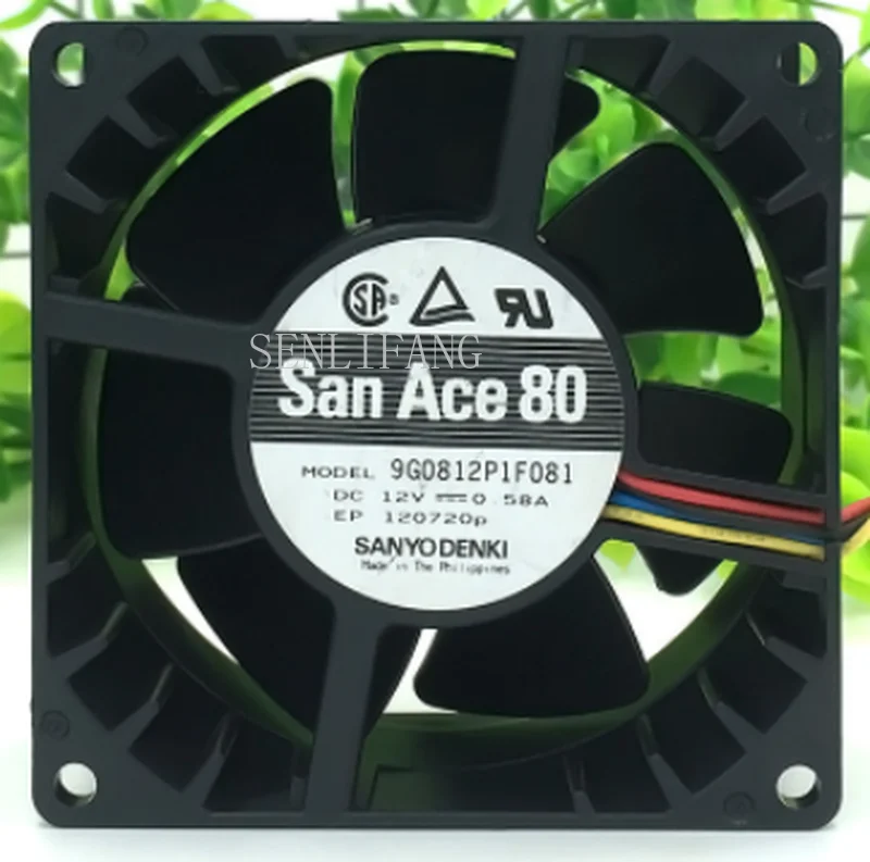 

Free shipping 9G0812P1F081 Double Ball Bearing Computer Cooling Fan DC 12V 0.58A 8038 8cm 80*80*38mm 5500RPM 4 Wires