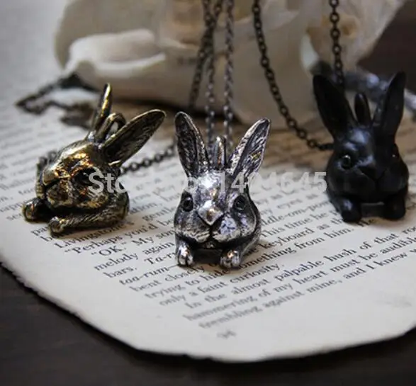 Vintage Animals Bunny Rabbit Pendant Antique Bronze Rabbit Charm And