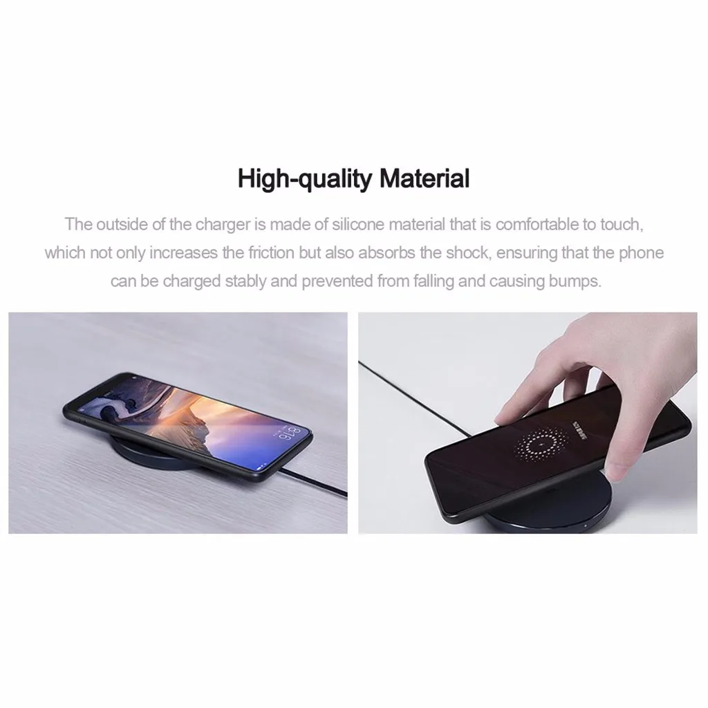 Лучшие продажи продуктов Xiaomi Qi стандартное беспроводное быстрое зарядное устройство 10 Вт для iPhone XS/XR/XS MAX черный для Носимых устройств