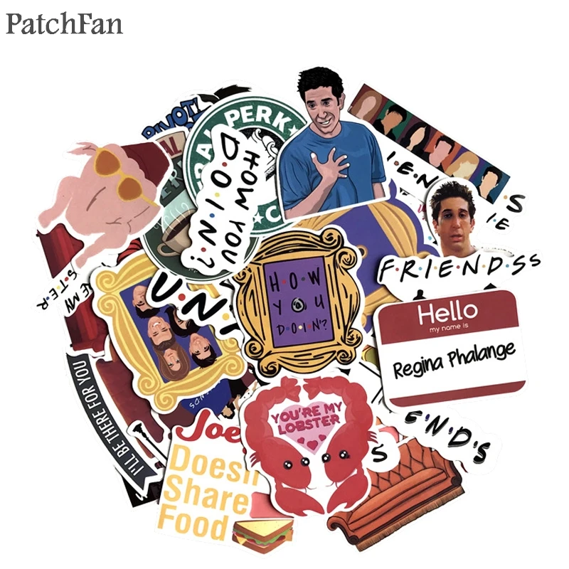 Patchfan 34 шт. с надписью ТВ шоу Friends (вентиляторы ПВХ водонепроницаемые наклейки на