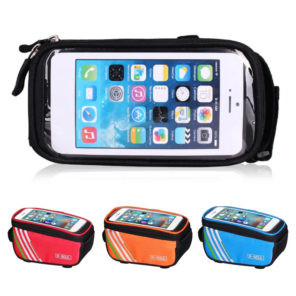 Clearance B-SOUL Bicycle Handlebar Mobile Phone Pouch Touch Screen Top Frame Tube Storage Bag Waterproof Cycling Cellphone Holder Bag 11
