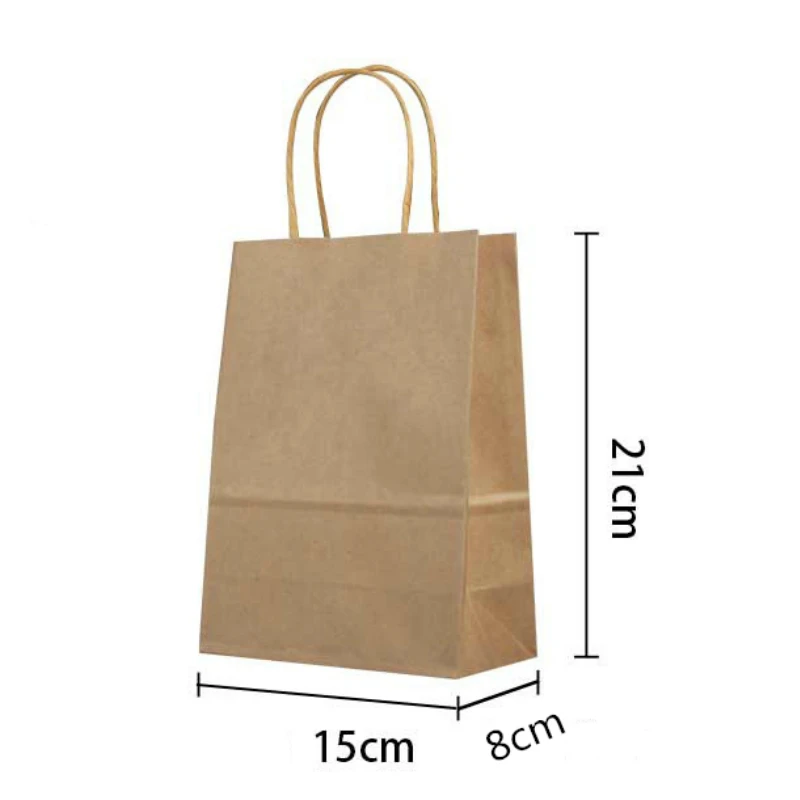 

40PCS/lot Kraft Paper Bag With Handles Elegant White Packaging Bags For Wedding Birthday Party Jewelry Paper Bags