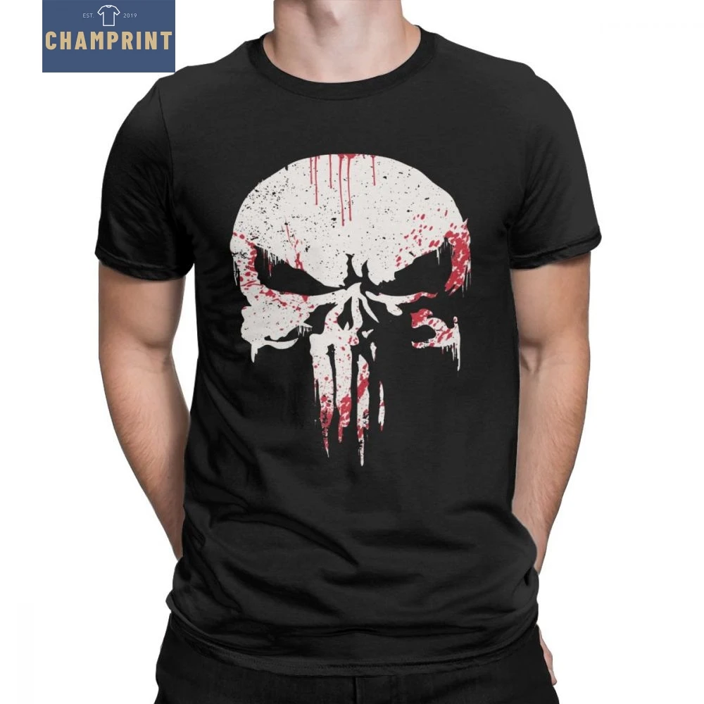 

Punisher Men's T Shirt Supper Hero Fitness Streetwear Memento Mori Skull Tees Short Sleeve T-Shirt 100% Cotton Present Tops