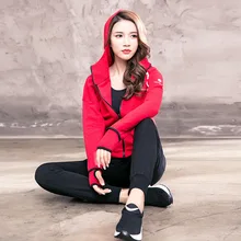 Женский комплект для йоги для занятий фитнесом, бега, спортивный костюм, куртка+ штаны(комплект из двух предметов), куртка с капюшоном и быстросохнущие штаны