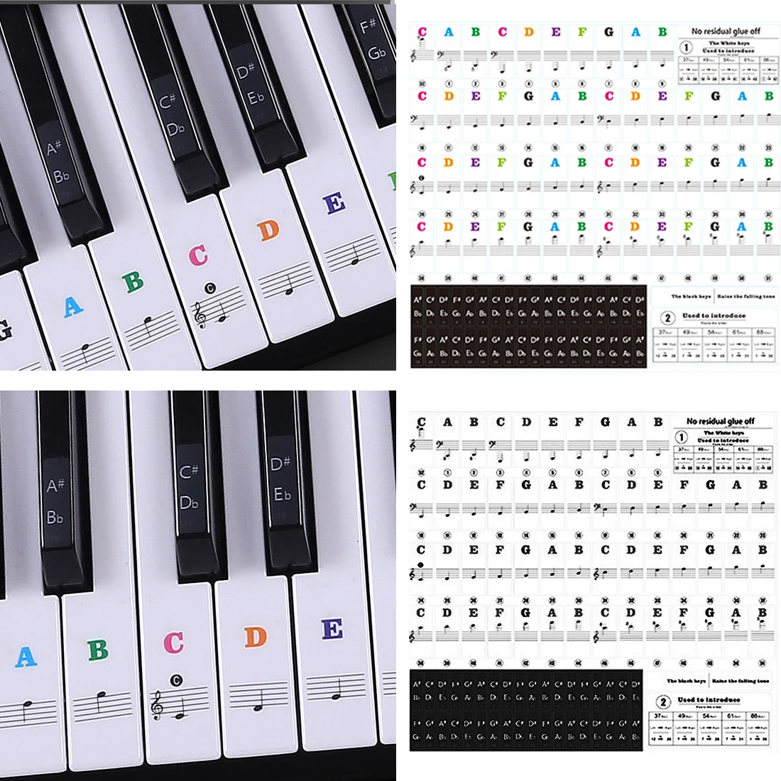 Pro прозрачная, в форме рояля наклейка на клавиатуру 88/61/54/49 клавиша электронная клавиатура клавиша пианино Stave Note наклейка для белых клавиш