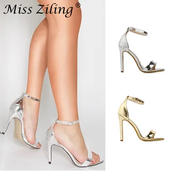 

Koovan Women's Shoes Sandals With Buckles High Heels Gold And Silver Wedding Shoes Large Size 43 Girls Summer Pumps