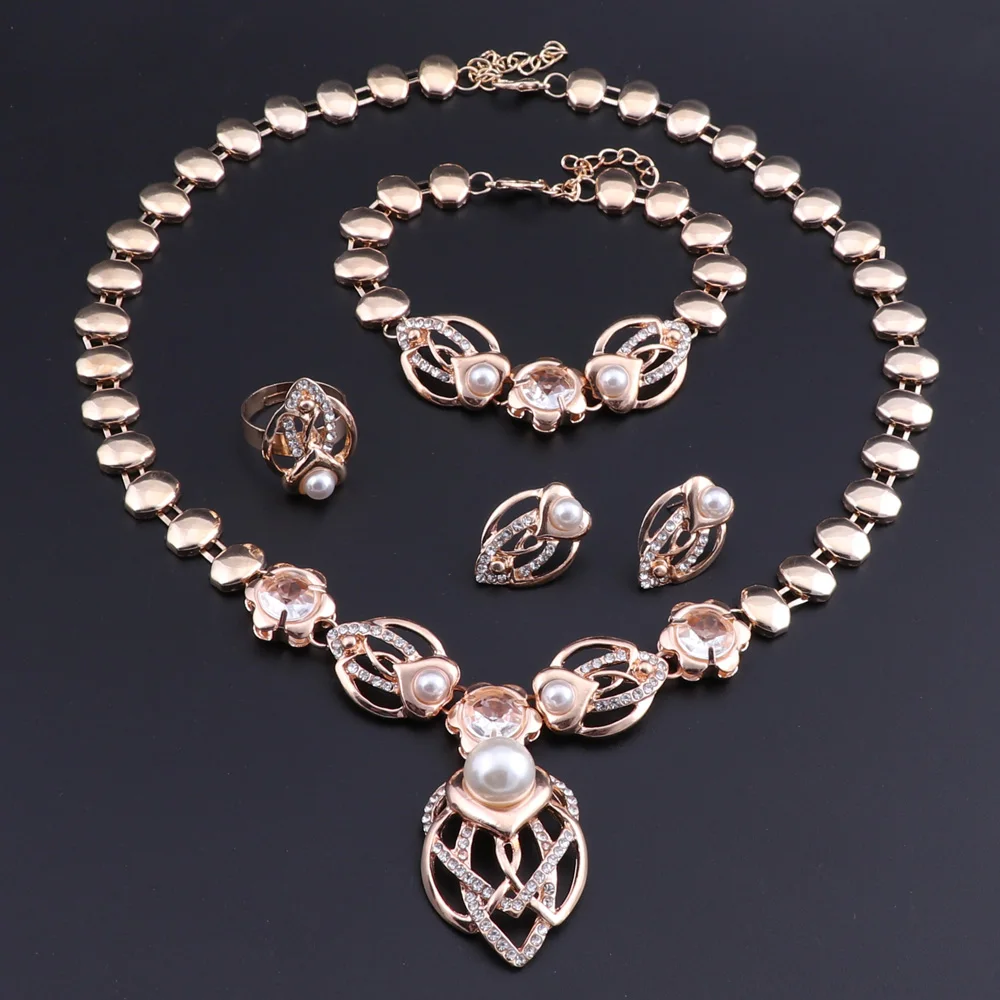 OEOEOS Hot Imitation Pearl Wedding Necklace Earrings Sets Bridal Jewelry for Women Elegant Party Gift Fashion Costume | Украшения и