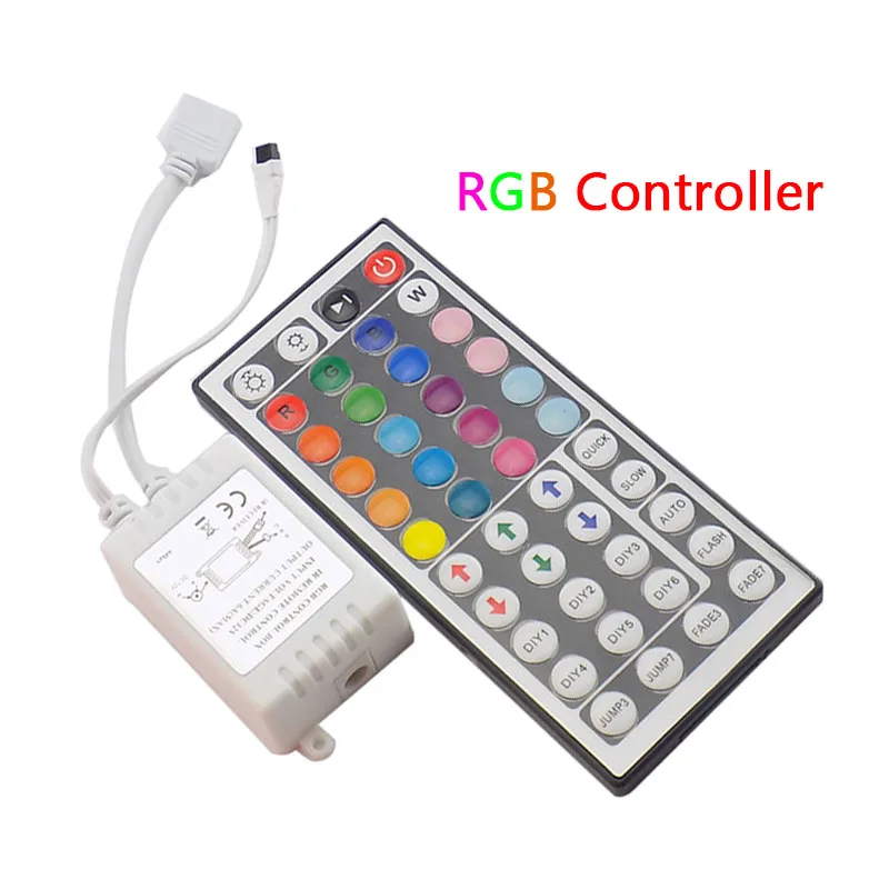 

DC 12V 44 Keys IR Remote RGB LED Controller for SMD 3528/5730/5630/3014/5050 RGB LED Strip lights Mini Controller no battery