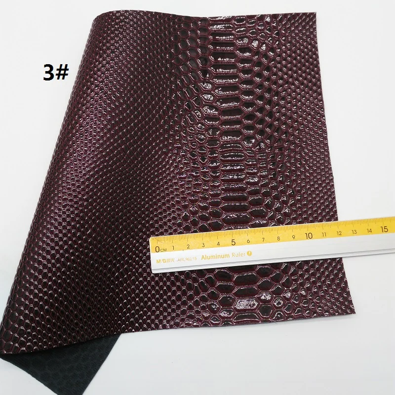 1PC 21X29CM Synthetic Letaher Faux Leather Sheets, Crocodile Grain PU Leather For Making Bows Accessories LEOsyntheticoDIY T109A - Color: 3