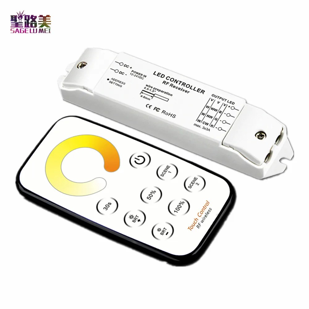 

T2+R3 DC12V-24V MINI CCT touch led controller Color temperature led dimmer Receiver controller RF touch remote for led lamp