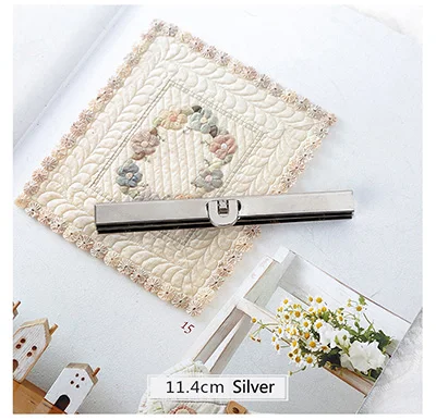 Meetee 2/5pcs 11.4/19cm Metal Wallet Frame Coins Buckles Purse Kisss Lock Clasp DIY Bag Parts Hardware Decor Accessories BF090 - Цвет: Silver-11.4cm