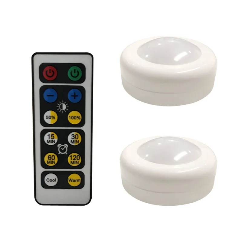 Under Cabinet Light Wireless Dimmable Touch Sensor LED Night Lamps Battery Power Remote Control Suitable for Kitchen Stair - Испускаемый цвет: 1Remote 2 Lamp
