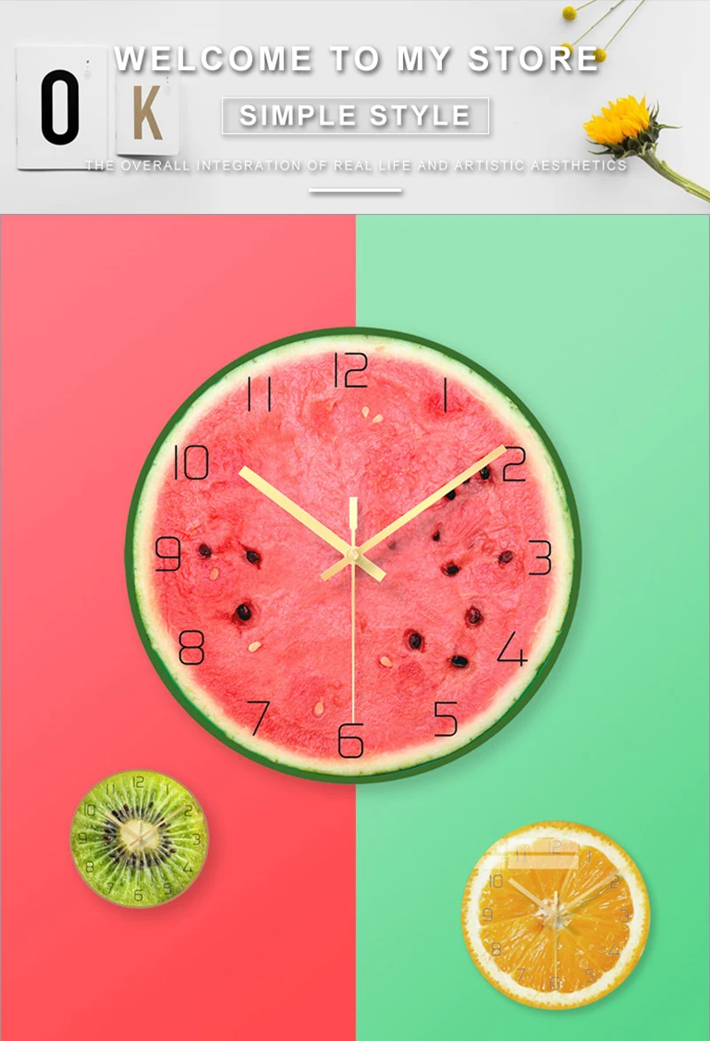 Милые Мультяшные настенные часы с фруктами, детские часы с механизмом, настенные часы для дома, современный дизайн, настенные часы, цифровой Декор WZH221