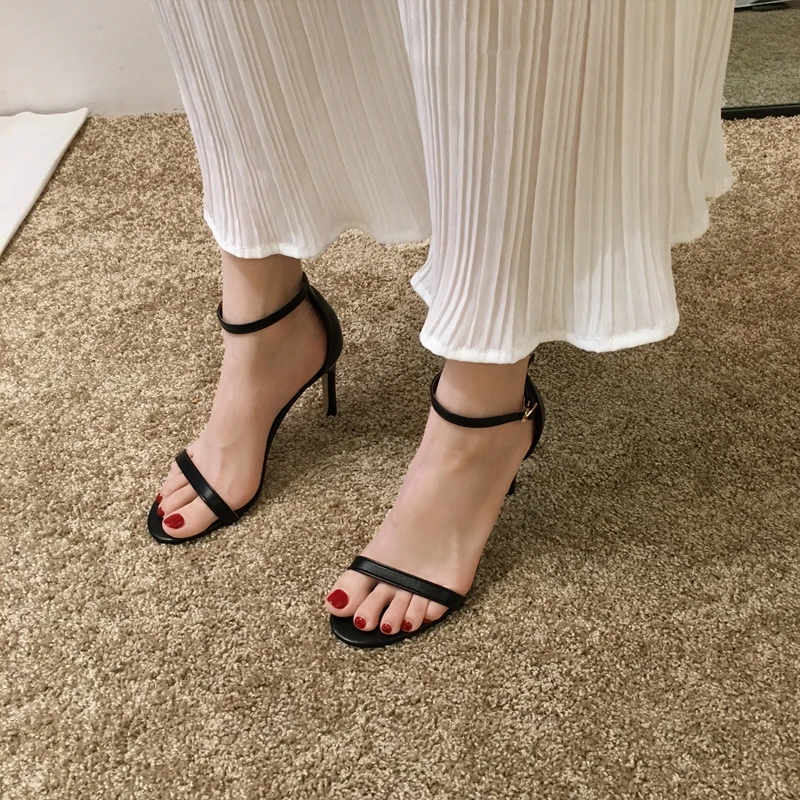 

High Heel Sandal For Women 2019 Sandals Retro Woman Shoes Open Toe Buckle Strap Summer Heels Suit Female Beige Heeled Women's
