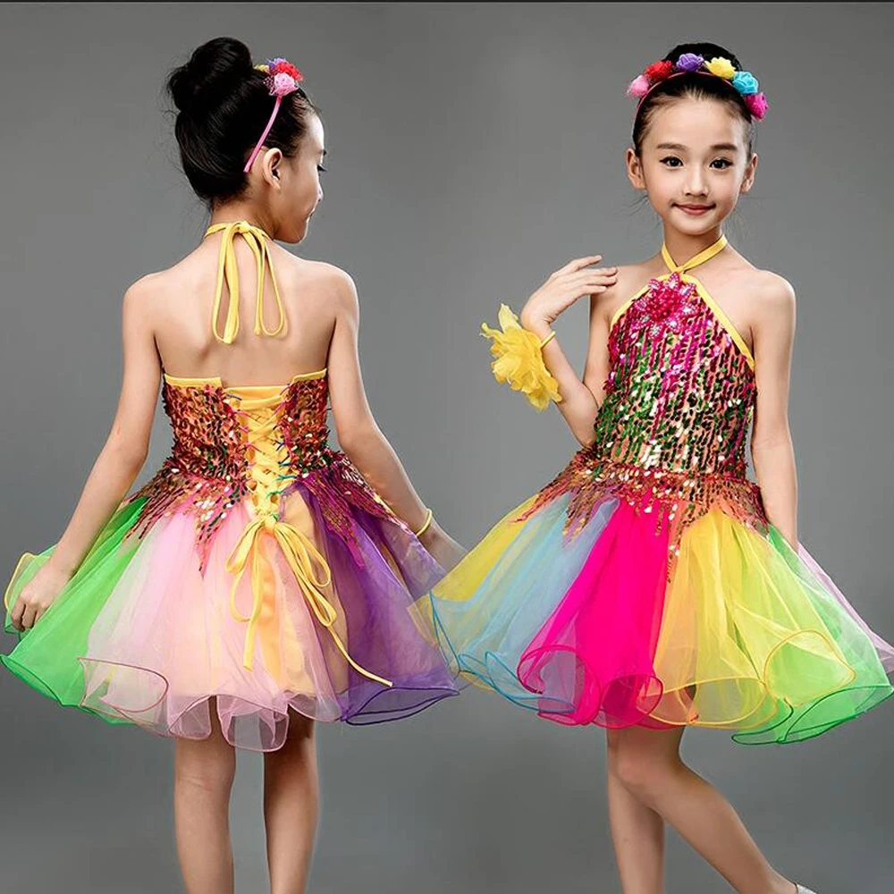 

Girls Sequins Hip Hop dance dress Clothing Kids Jazz Cheerleader Dance wear Costumes Ballroom Dancing Clothes Outfits