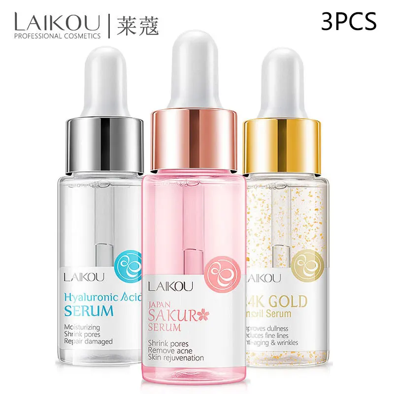 

24k Gold Snail Serum Anti-aging Wrinkles+japan Sakura Serum+Hyaluronic Acid Whitening Moisturizing Face Essence Brighten 3 PCS