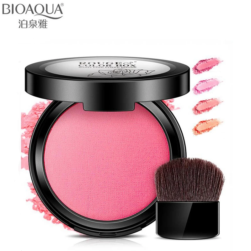 BIOAQUA 4 цвета Румяна водонепроницаемый пигмент модифицированный контур минеральная Порошковая Косметика натуральный стойкий Блестящий розовый румяна