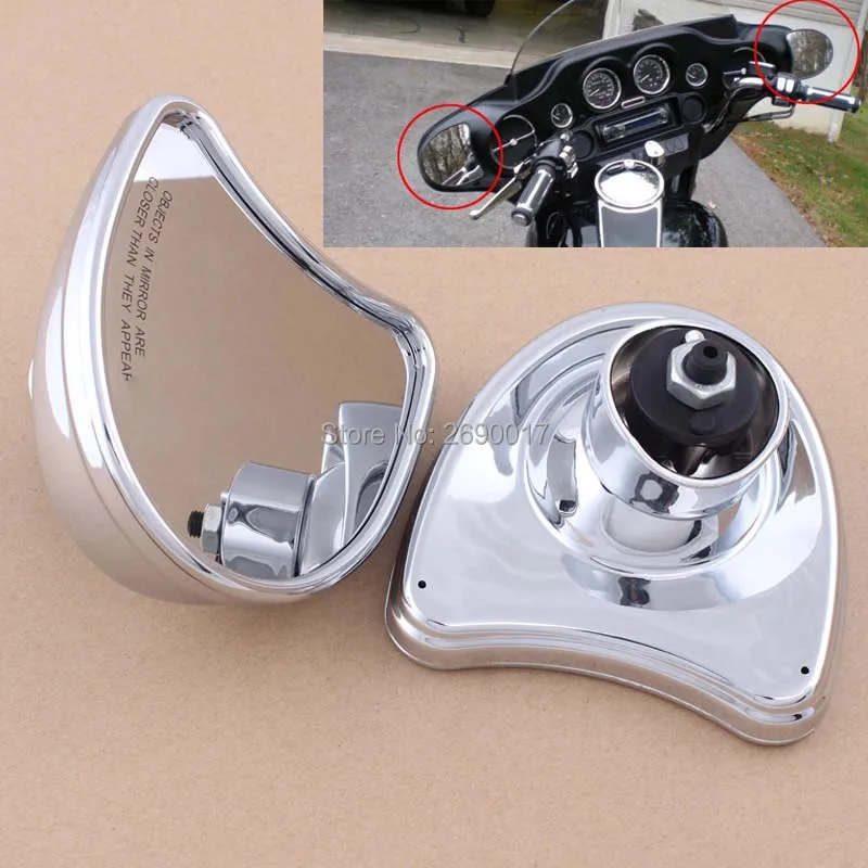 10mm Wide Angle Inner Chrome Fairing Mount Mirrors Fits For Harley