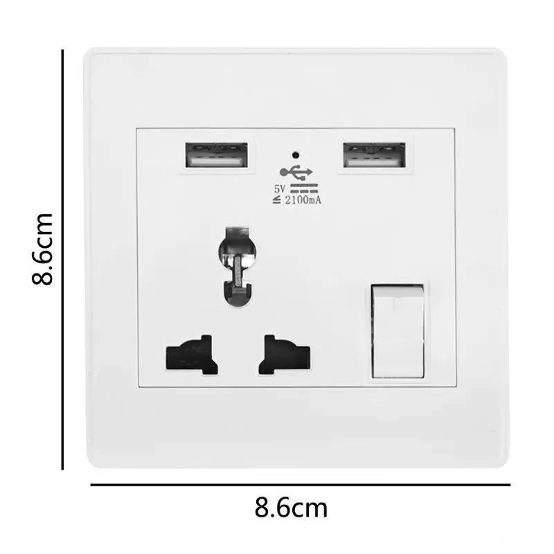 

1PCS Smart Wall Socket AC/DC Power Switch Outlet Dual USB Ports 2.1A Charger Adapter Fast Charging Station Panel For Phone