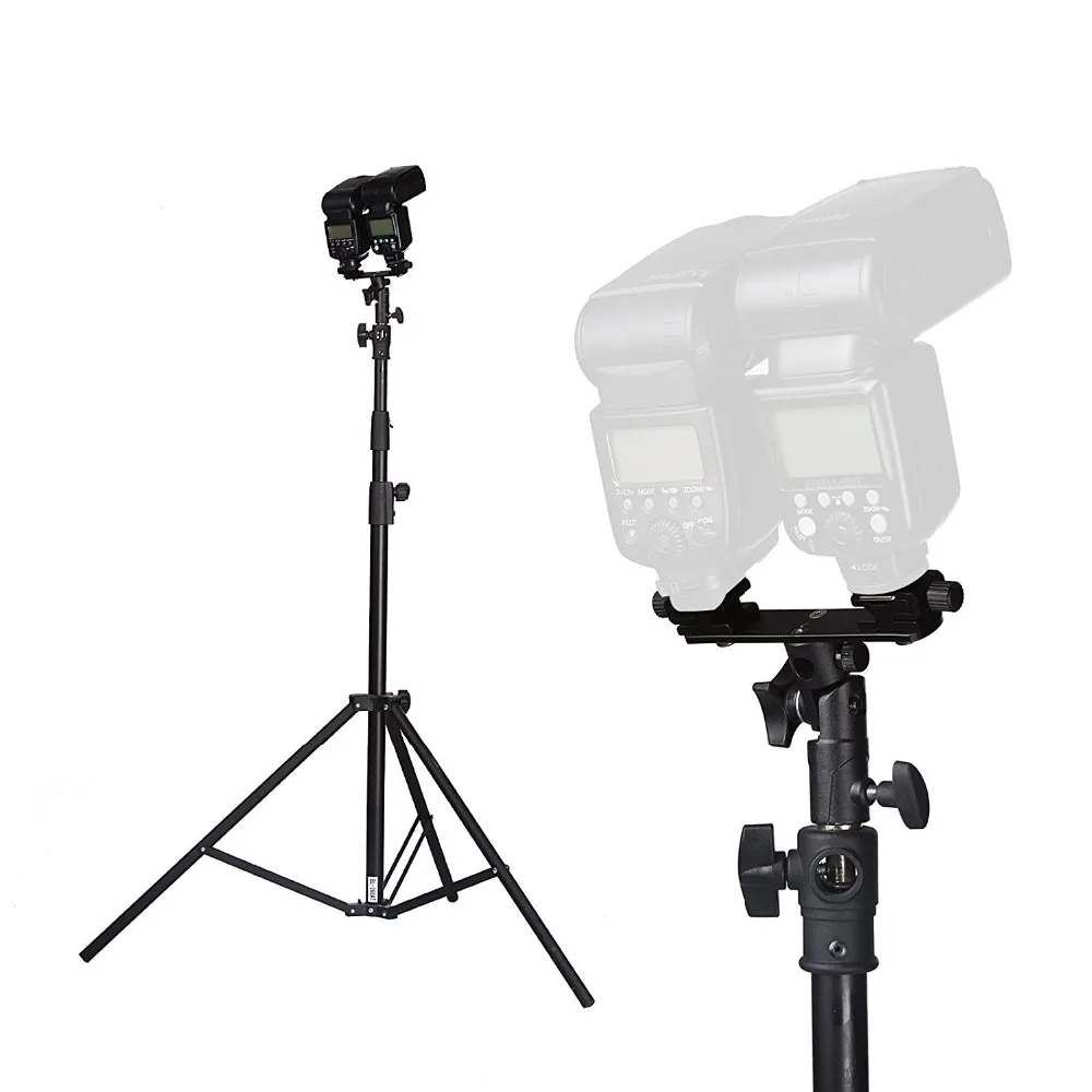 Двойной Горячий башмак Поворотная лампа Speedlight Flash Light держатель с Гнездо для зонтика для студийной видео фотографии