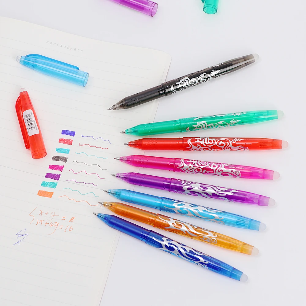 Homework Erasable Gel Pens 12pcs 14.5cm 0.5mm Magic Office Stationery Plastic