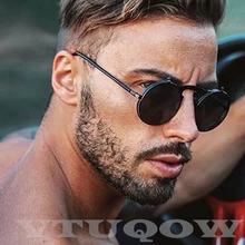 Солнцезащитные очки в стиле ретро, стимпанк, мужские и женские брендовые дизайнерские черные готические панк Круглые Солнцезащитные очки для мужчин, винтажные UV400