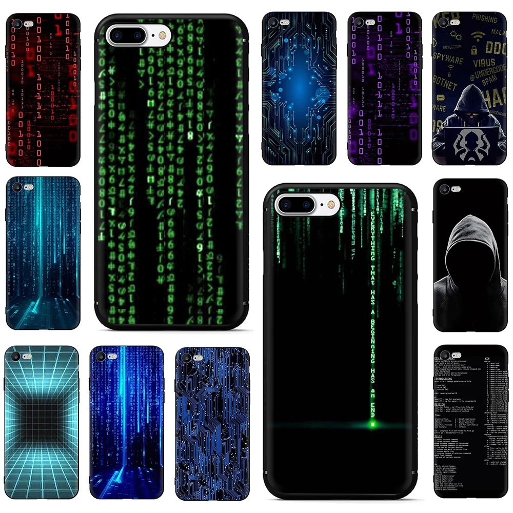 

Fashion Matrix Code Soft Phone Cover Case For iPhone 5 5S SE 6 6S Plus 7 8 Plus X XR XS 11 Pro Max