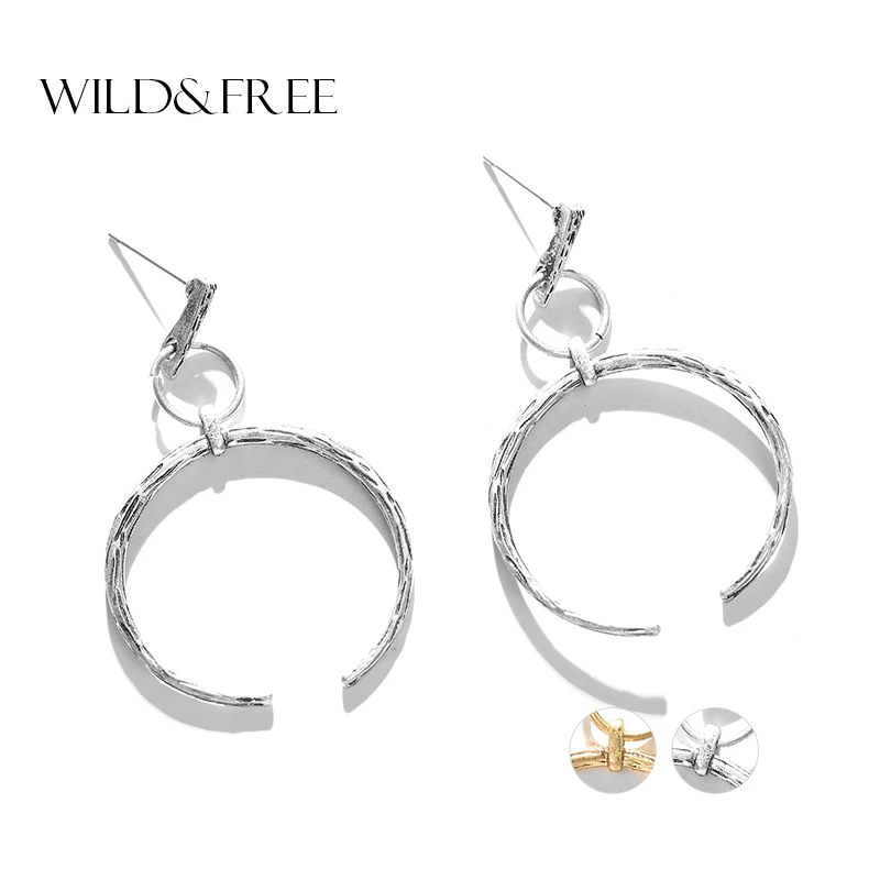 

Fashion Alloy Big Statement Dangle Earrings for Women Vintage Antique Silver Hollow Round Geometric Drop Earrings Jewelry 2017
