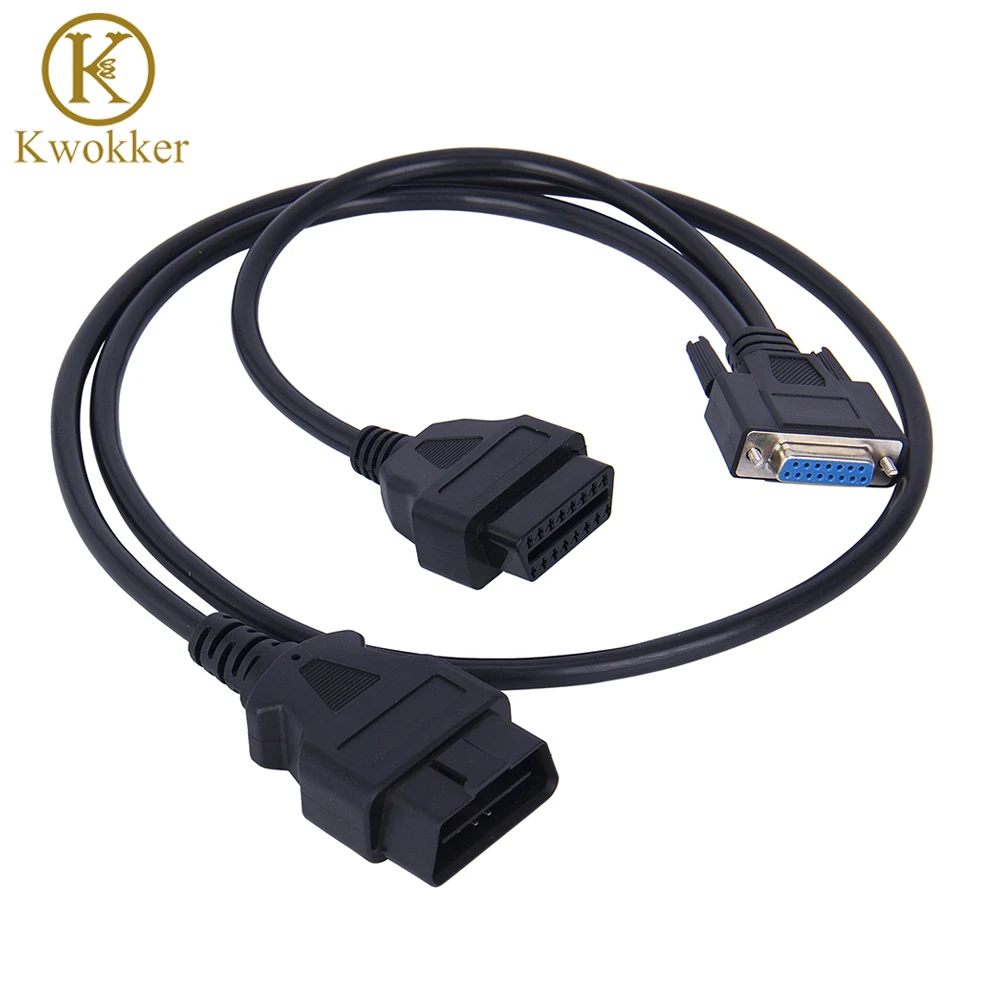 

KWOKKER Universal OBD2 Connector Cable 15 to 16Pin OBDII Y Adapter Connector Extension Cable Auto Diagnostic Tool