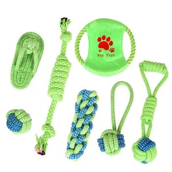 

Transer Hamster Ball 7PC Dog Toy Chews Rope Knot Ball Grinding Teeth Pet Toys Cotton Large Dogs Konijnen Speelgoed 19Apr22 P40