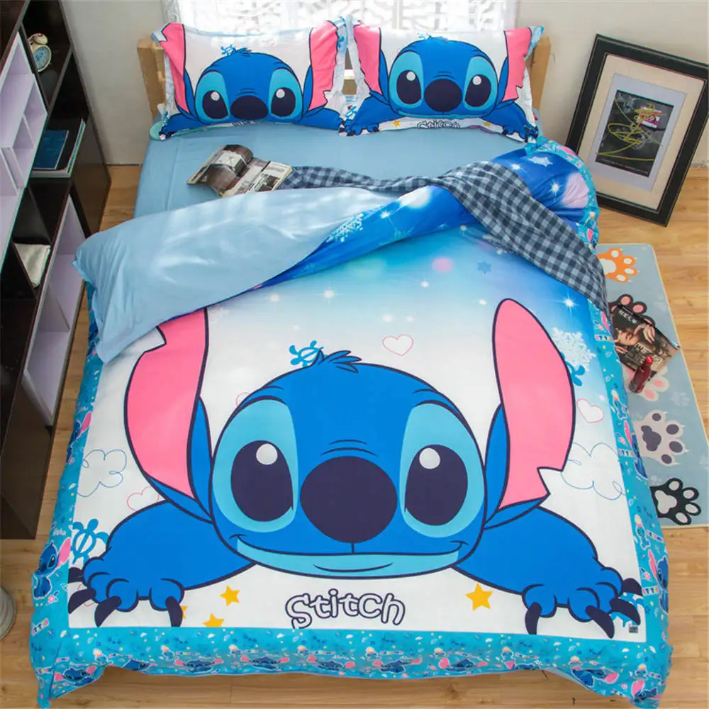 Disney Stich Bedding Set Pokemon Cartoon Single Bed Duvet Cover Animal for Kids Girls 3pcs Rainbow Bedspreads - Цвет: No-2