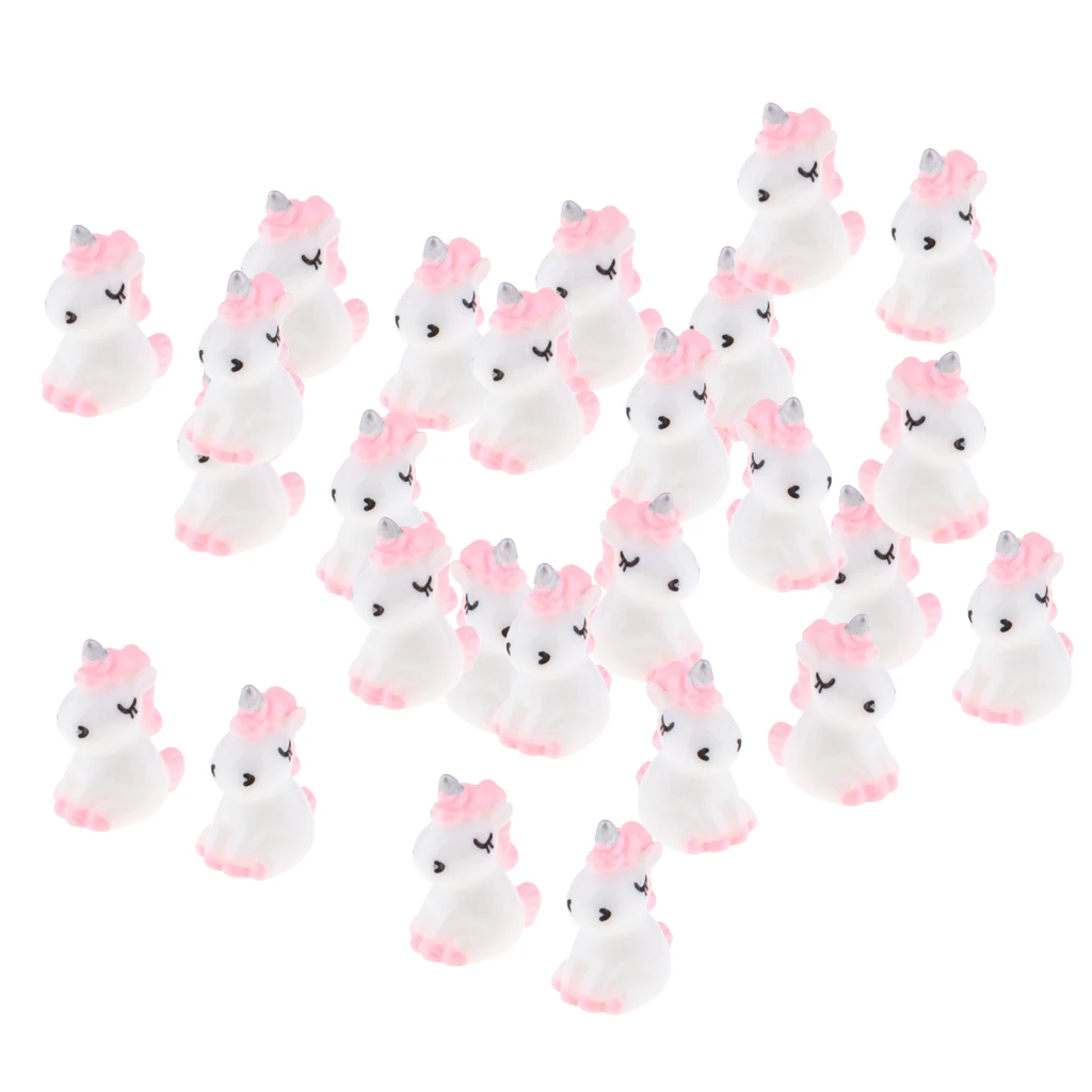 30Pc Lovely Miniature Unicorn Statues Fairy Garden Dollhouse Bonsai Ornament