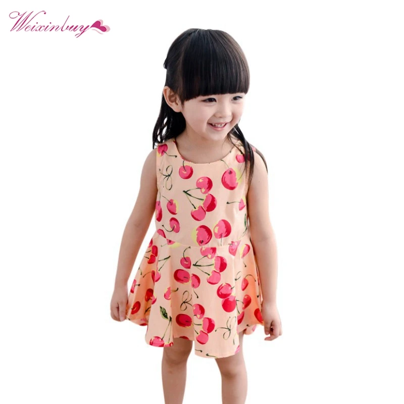 

Children Princess Dresses Baby Girls Cotton Clothes Sleeveless Summer Dress Print