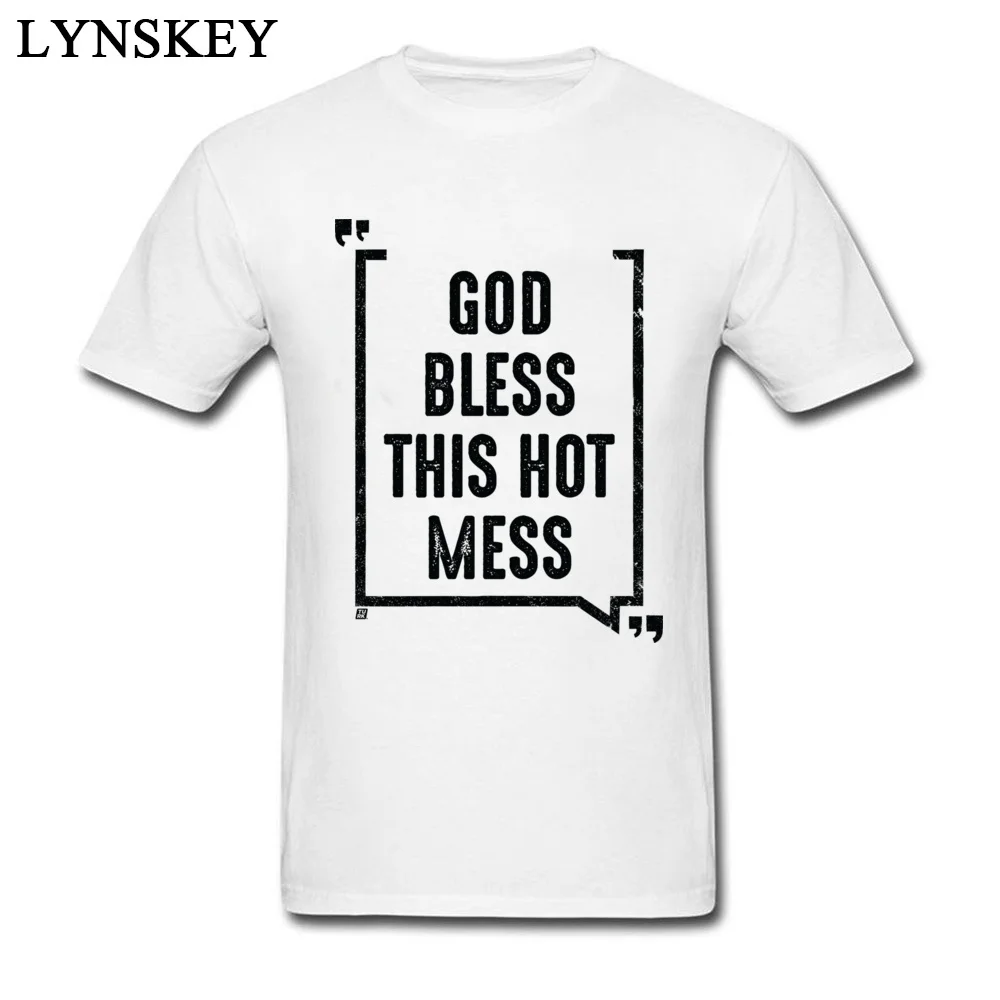 Fitted Leisure Short Sleeve Tops Tees God Bless This Hot Mess Summer/Fall Round Collar All Cotton Male T Shirts Leisure Tee Shirt God Bless This Hot Mess white