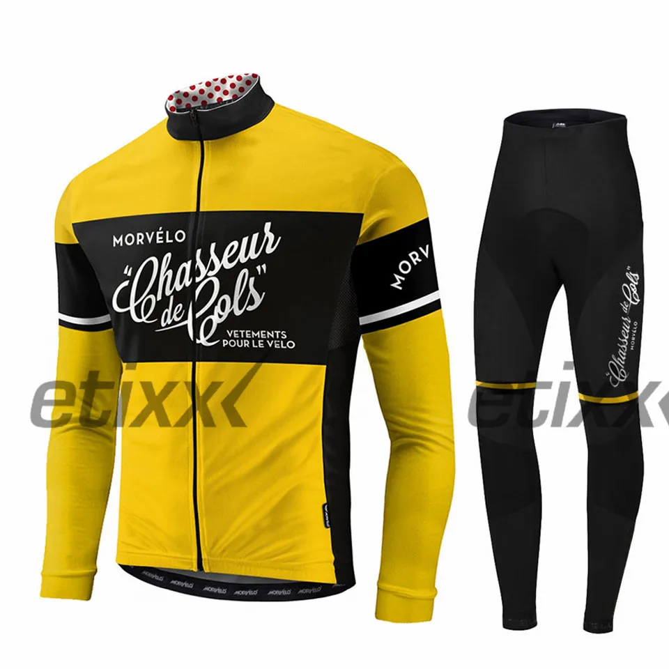 Spring autumn team Morvelo long sleeve cycling jersey set Ropa Ciclismo breathable racing bike clothing MTB Bike 9D gel pad - Цвет: 6