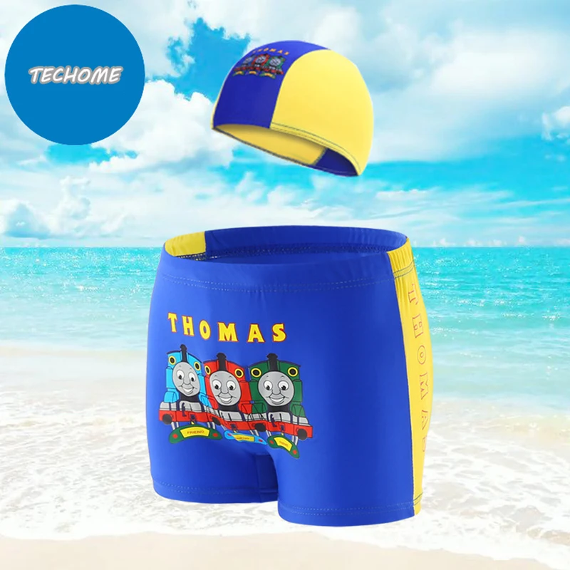 

2017 Boy swimsuit with swimming cap swimwear shorts Children's Swimming Trunks Kids Baby Bathing Swim Diaper Boy Swimwear Set