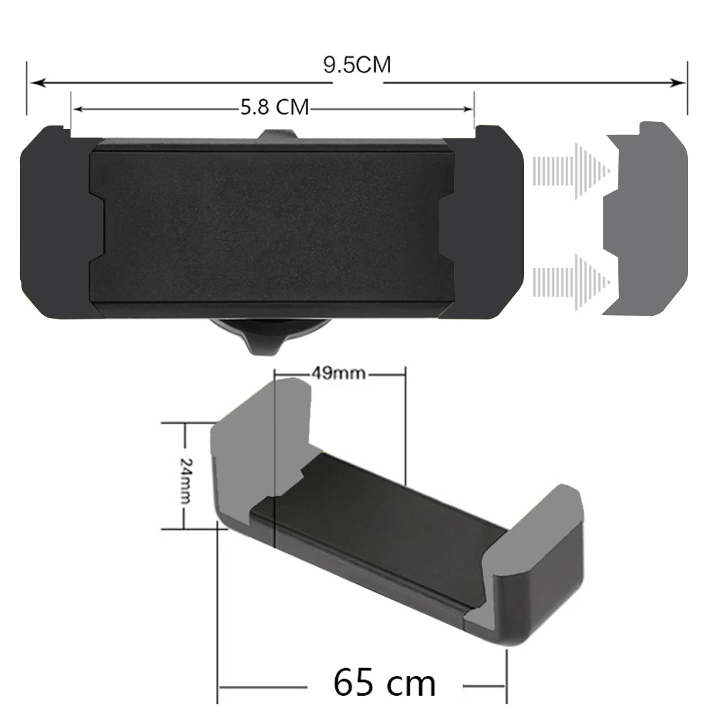 Universal Car Phone Holder with 360° Rotation and Double Mount Clips