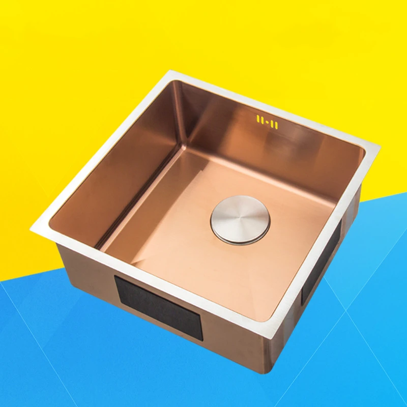 

Rose Gold 304 Stainless Steel Kitchen Sinks Thickness 1.2mm Undermount Single Bowl Wash Basin Kitchen Sink 40*40cm Bath Products